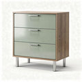 Ladenkast met drie lades van hout en glas 80 x 40 x 75 cm bruin en groen