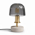 Tafellamp met glazen kap en betonbasis 20 x 20 x 30cm grijs goud
