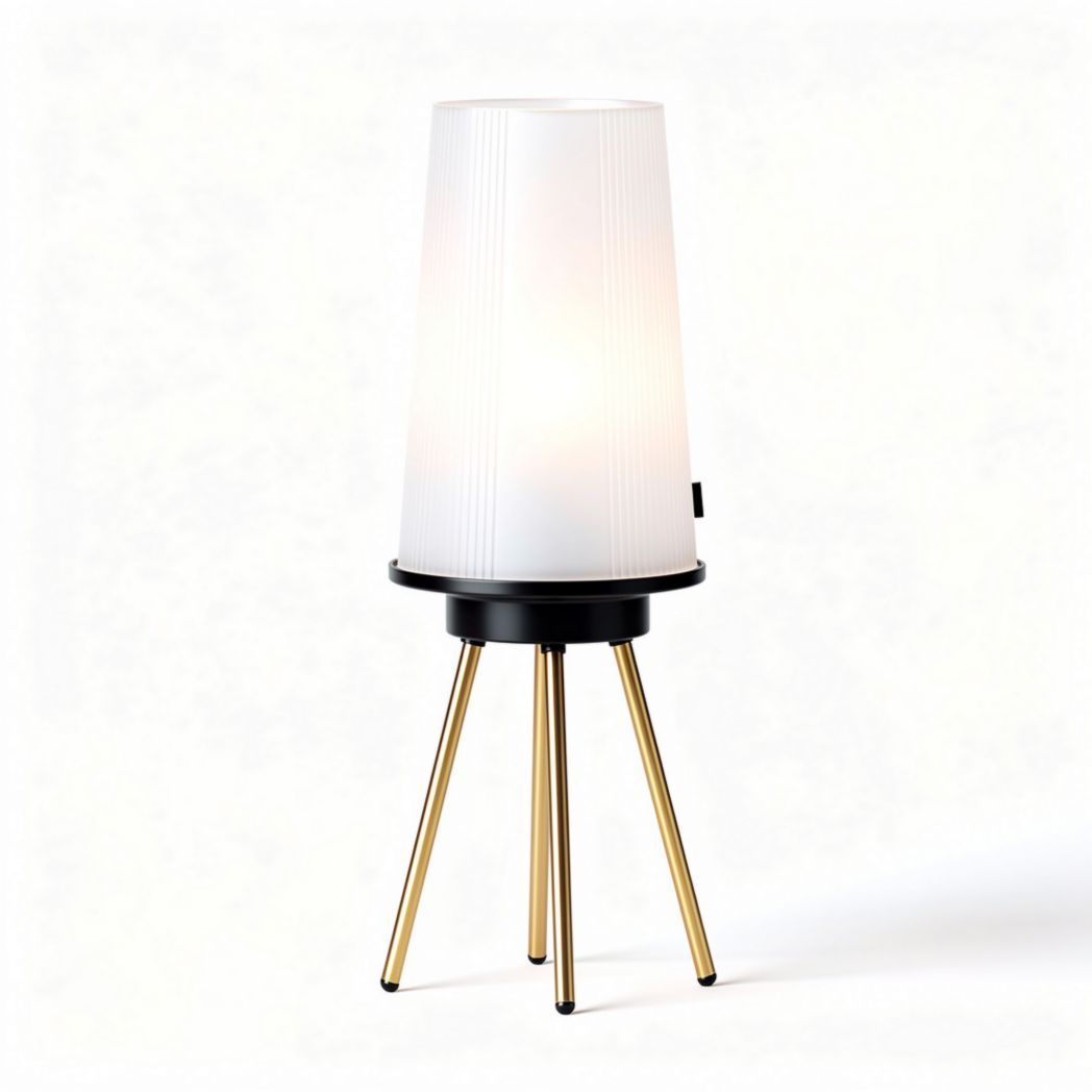 Tafellamp van kunststof in wit en goud met een afmeting van 20 x 20 x 40cm