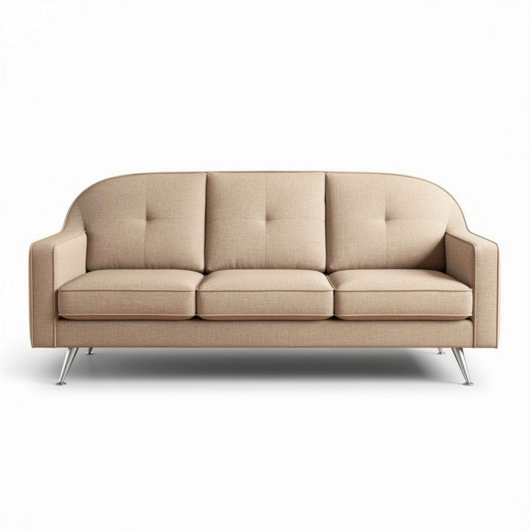 Beige stoffen bank met metalen poten 200 x 90 x 75cm voor woonkamer