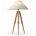 Houten vloerlamp met linnen lampenkap 30 x 30 x 50 cm naturel bruin