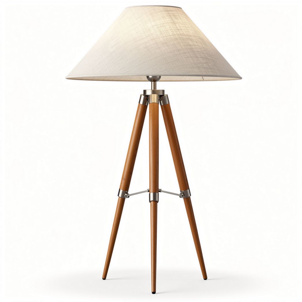 Houten vloerlamp met linnen lampenkap 30 x 30 x 50 cm naturel bruin