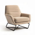 Lichtgewicht fauteuil van stof met metalen frame in beige 80 x 70 x 85cm
