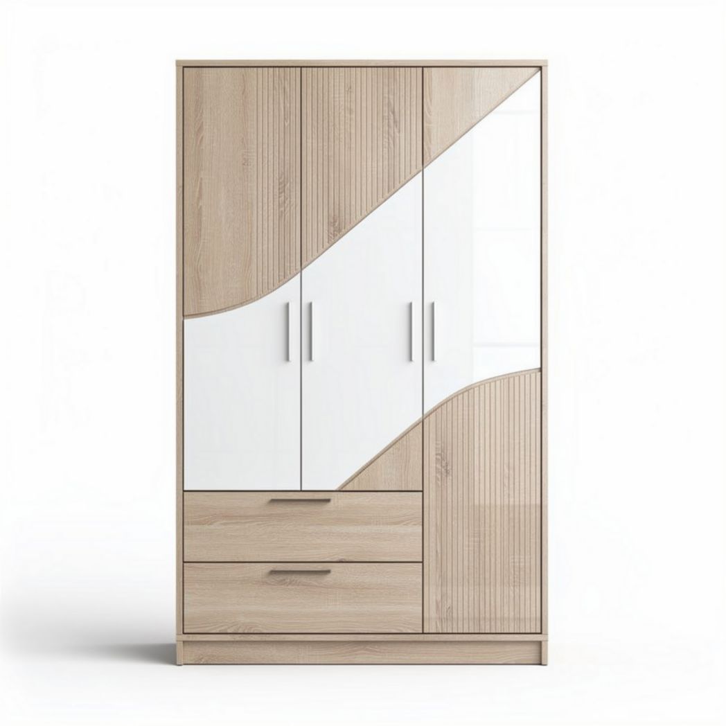 Kast van hout met witte accenten geschikt voor slaapkamer of woonkamer 180 x 90 x 40cm