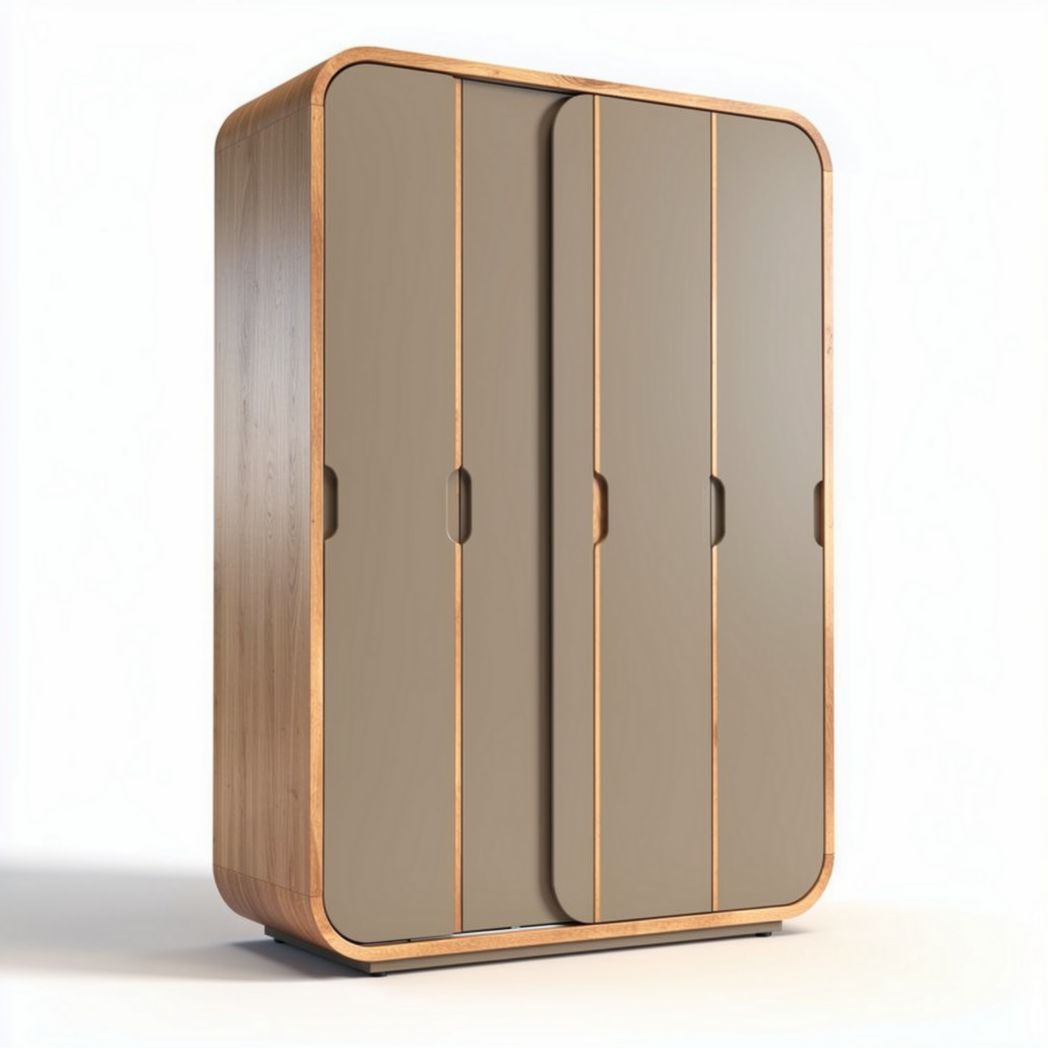Kast van MDF en hout met twee deuren in een beige kleur 150 x 80 x 200cm