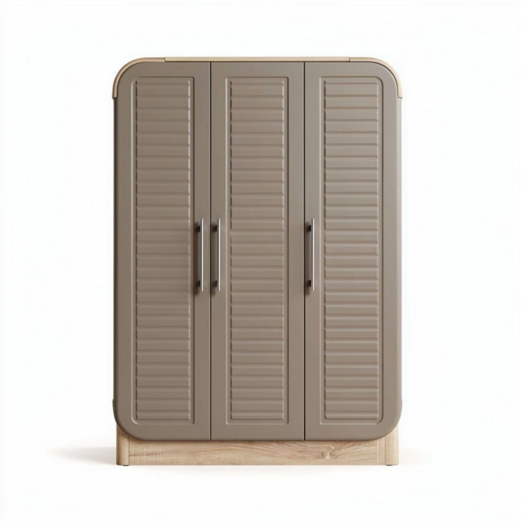 Kast met drie deuren van kunststof in lichtgrijs 80 x 40 x 120cm