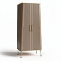 Kast van bruin kunststof met metalen poten 80 x 40 x 180cm