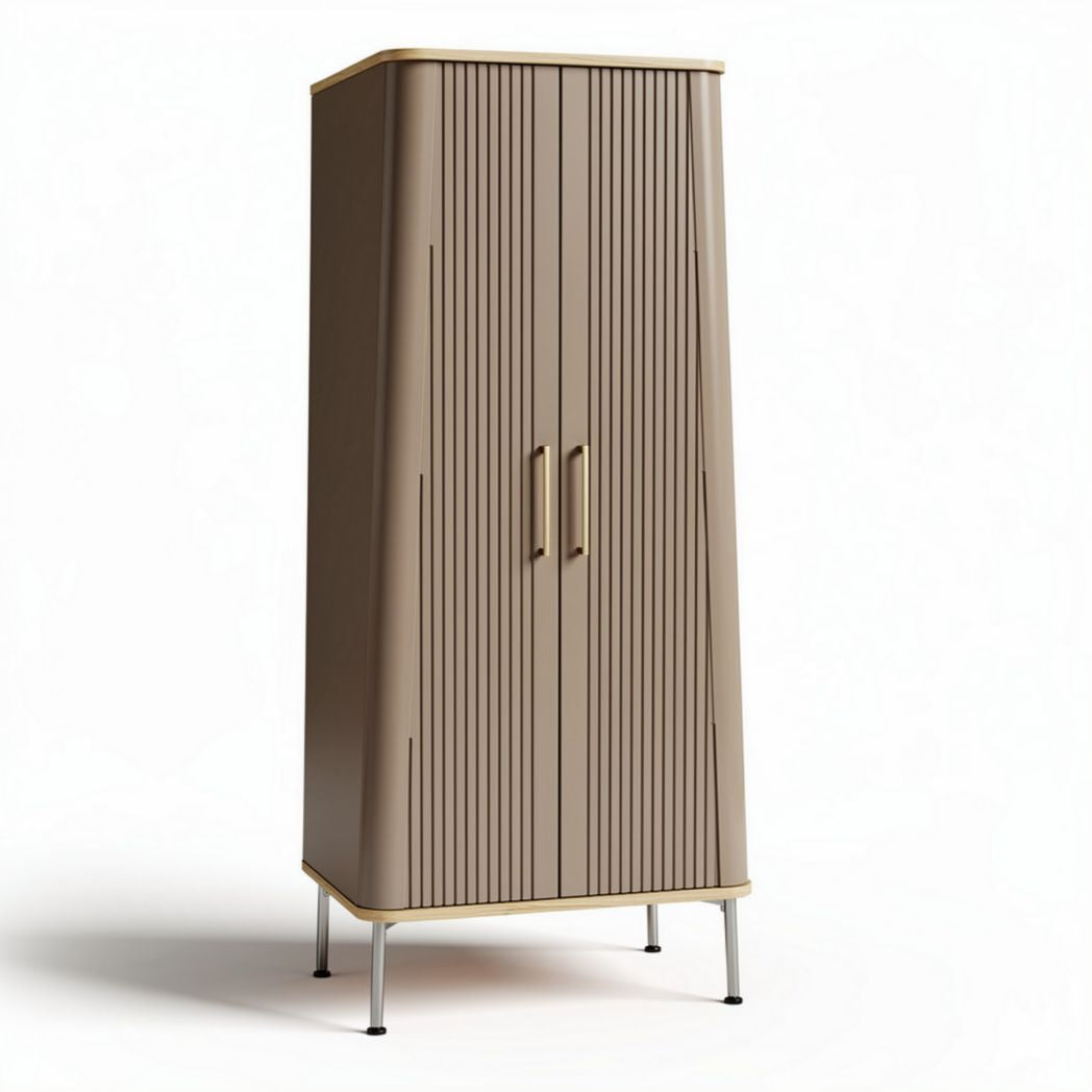 Kast van bruin kunststof met metalen poten 80 x 40 x 180cm