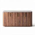 Houten kast met marmeren top en vier deuren 150 x 45 x 80cm