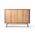 Houten kast met metalen onderstel en vier deuren afmetingen 150 x 45 x 80cm