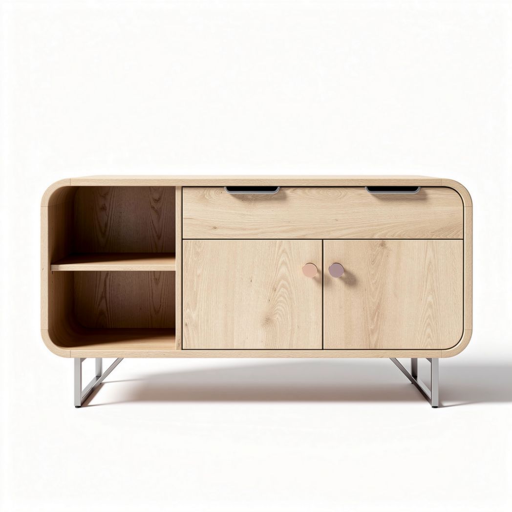 Houten dressoir met opbergruimte en metalen poten 150 x 40 x 60cm